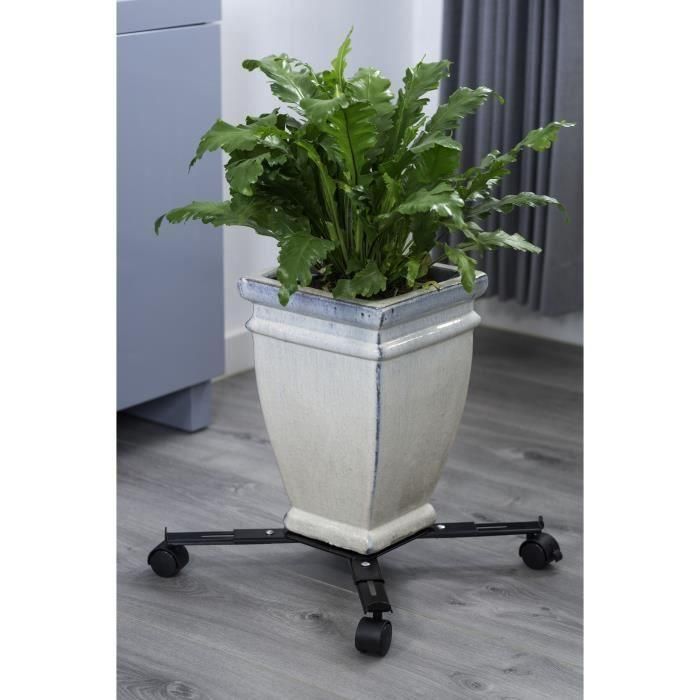 NATURE Estantería enrollable para plantas extensibles - Metal negro - H6 x 34/51 x 34/51 cm 1 NATURE Estantería enrollable para plantas extensibles - Metal negro - H6 x 34/51 x 34/51 cm 1