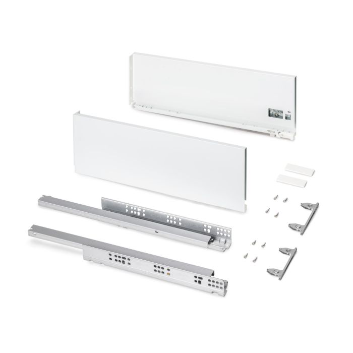 Emuca Cajón exterior Protone 30kg con guías de extracción total y cierre suave, Altura 178mm, profundidad 500mm, Acero, Pintado blanco 0 Emuca Cajón exterior Protone 30kg con guías de extracción total y cierre suave, Altura 178mm, profundidad 500mm, Acero, Pintado blanco 0