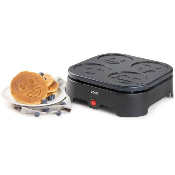 Crépiere Domo - 4 crepes - Patrones de emoji - Revetencia anti -adhesiva - 600W - L31 x L34 x H13 cm 1