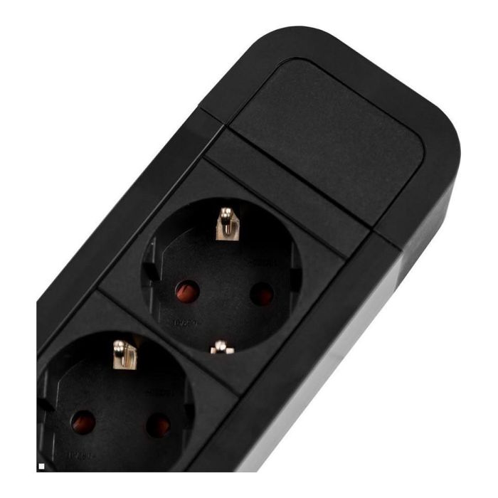 Bachmann PRIMO2 Regleta de Enchufes con 6 Tomas Schutzkontakt, Aluminio Negro, Cable 2m, IP20, Tipo F, Angular, Protección Infantil