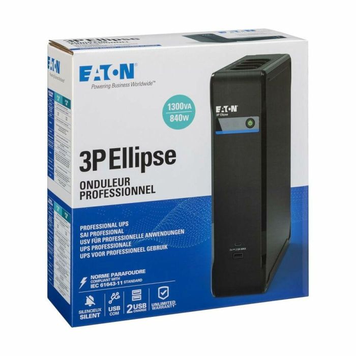 Eaton 3P1300UI SAI Ellipse para PC profesional o TPV Protección Sobretensiones 1300VA 840W 3