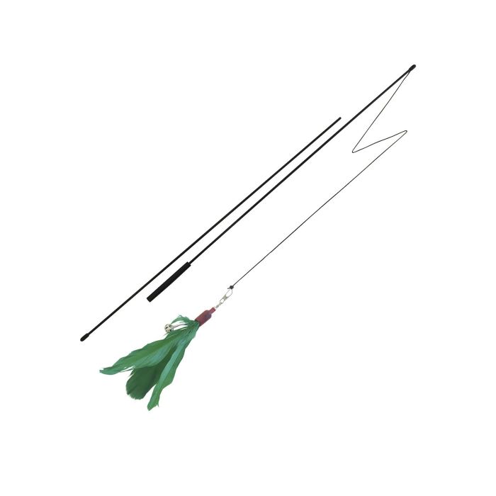 Polux Caña Juguete Interactivo para Gatos con Plumas Fluo, Extra Largo 85 cm. Ideal para Cazar y Estimular a tu Mascota