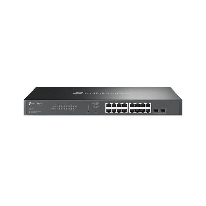 TP-LINK JetStream? 18-Port Gigabit Smart Switch with 16-Port PoE+ PORT: 16× Gigabit RJ45 Ports, 2× Gigabit SFP Slots SPEC: 802.3at/af, 150 W PoE Powe TP-LINK JetStream? 18-Port Gigabit Smart Switch with 16-Port PoE+ PORT: 16× Gigabit RJ45 Ports, 2× Gigabit SFP Slots SPEC: 802.3at/af, 150 W PoE Powe