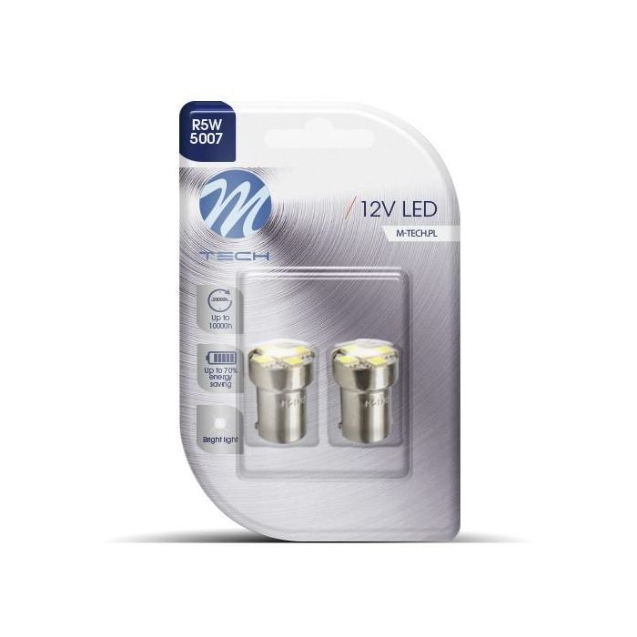 M-Tech Lámpara LED L075 W Ba15S 5xSMD5050 Blanco Potencia 1.2W 0 M-Tech Lámpara LED L075 W Ba15S 5xSMD5050 Blanco Potencia 1.2W 0