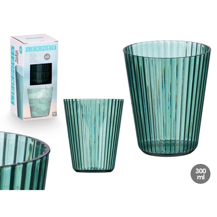 Vaso Rayas Verde 300 Ml Leknes 8X10CM (24 Unidades) Vaso Rayas Verde 300 Ml Leknes 8X10CM (24 Unidades)
