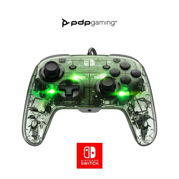 PDP Controlador Prismatic Afterglow con Cable para Nintendo Switch, Iluminación LED, Audio y Chat 3.5mm, Controles Integrados 12