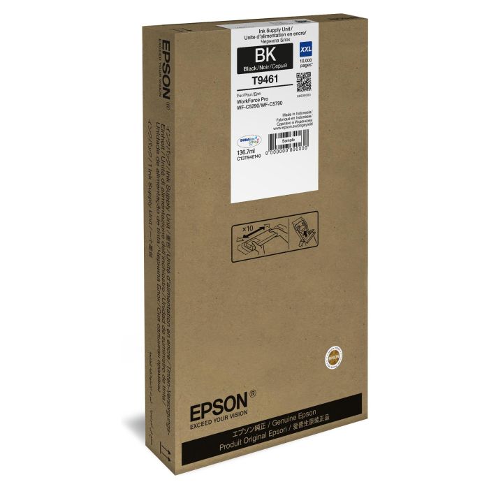 Epson Tinte T9461 XXL C13T946140 Schwarz, Cartucho de Tinta Negro de Alto Rendimiento, 136.7 ml, 10000 Páginas Epson Tinte T9461 XXL C13T946140 Schwarz, Cartucho de Tinta Negro de Alto Rendimiento, 136.7 ml, 10000 Páginas