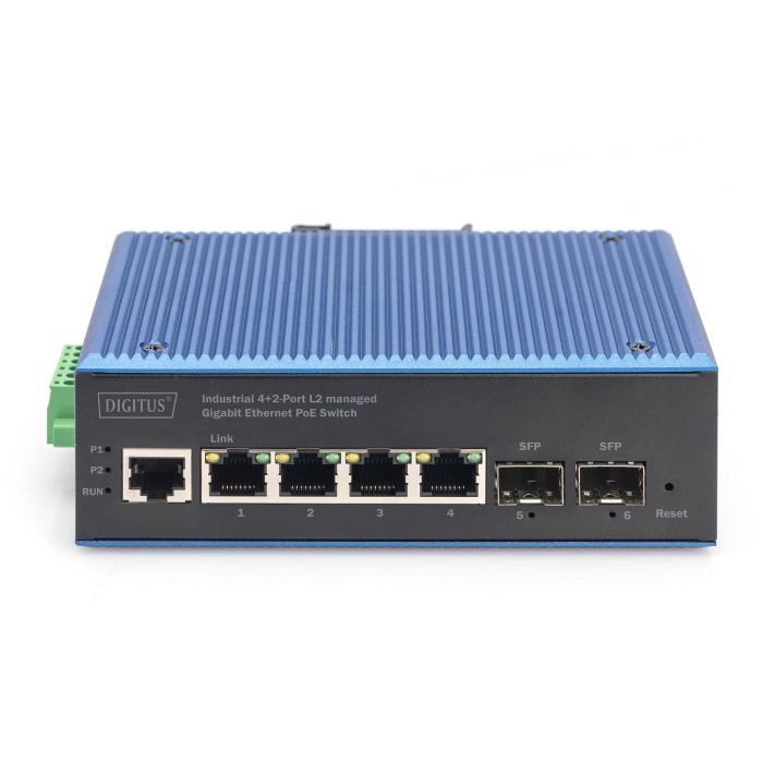 Digitus Switch Gigabit Ethernet PoE Gestionado L2 Industrial 4 Puertos RJ-45 + 2 SFP 1