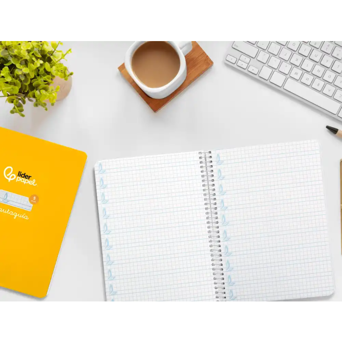 Liderpapel Cuaderno Espiral A5 Pautaguía Tapa Dura 80 Hojas 90gr Cuadro Pautado 5mm Color Amarillo 7