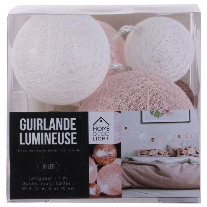 Home Deco Light Guirnalda Luz 10 Led Rosa, Bolas Variadas D.4-10cm, Decoración Hogar 1 Home Deco Light Guirnalda Luz 10 Led Rosa, Bolas Variadas D.4-10cm, Decoración Hogar 1