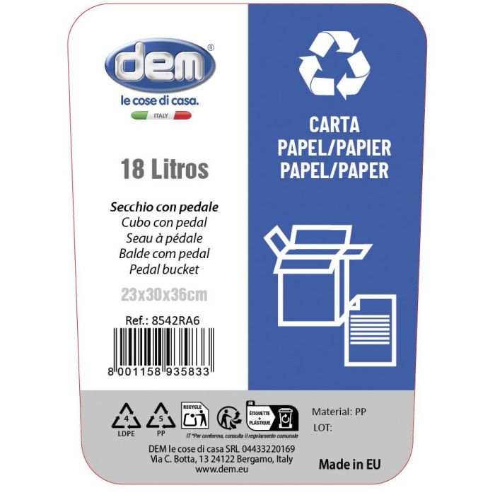 Cubo Con Pedal 18L Ecoponto Papel/Carton (5 Unidades) 2 Cubo Con Pedal 18L Ecoponto Papel/Carton (5 Unidades) 2