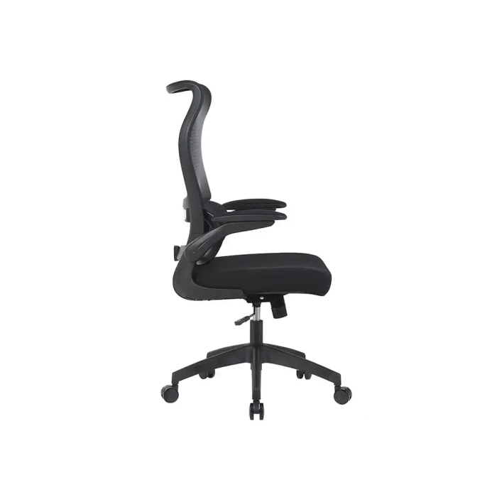 Q-connect Silla de Oficina Ergonómica Catania con Respaldo de Malla, Reposabrazos Abatibles y Ruedas Premium, Altura Máx 1230mm, Color Negro 3