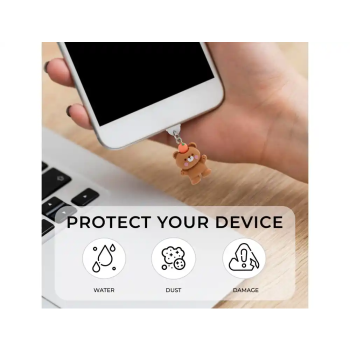 Wondee Funny Lightning Carrot Bear - Charm Protector Decorativo para Puerto de Carga de Smartphone, Compatible con Conector Lightning