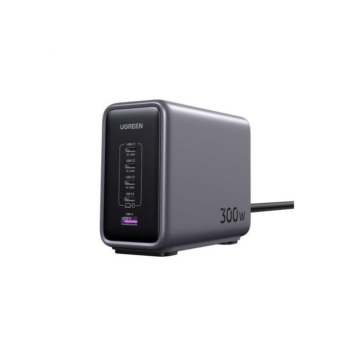 UGREEN Nexode 90903B Cargador Rápido GaN 300W con 5 Puertos USB-C y USB-A, Carga Rápida PD para Múltiples Dispositivos