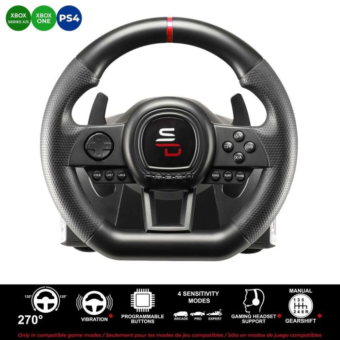 SUPERDRIVE GS650-X Volante de Carreras con Cambio Manual, 3 Pedales y Levas para PS4 / Xbox 5 SUPERDRIVE GS650-X Volante de Carreras con Cambio Manual, 3 Pedales y Levas para PS4 / Xbox 5