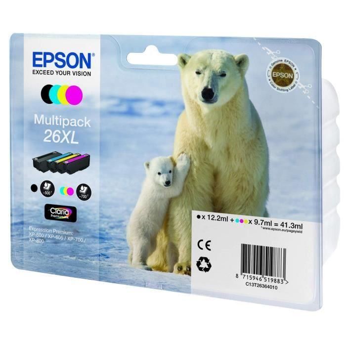 Epson Multipack Bk-C-M-Y Claria Premium Xp 510 520 600 605 610 615 620 625 700 710 720 800 810 820 - 26XL Alta Capacidad 2 Epson Multipack Bk-C-M-Y Claria Premium Xp 510 520 600 605 610 615 620 625 700 710 720 800 810 820 - 26XL Alta Capacidad 2