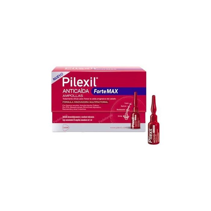 Pilexil Forte Max Ampollas Anticaída 20 x 5 ml - Tratamiento para Caída Progresiva y Crónica del Cabello