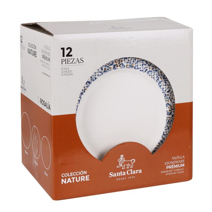 Vajilla Santa Clara Villaboa 12Pcs - Stoneware vitrificado, resistente para lavavajillas y microondas (2 Unidades) 4 Vajilla Santa Clara Villaboa 12Pcs - Stoneware vitrificado, resistente para lavavajillas y microondas (2 Unidades) 4