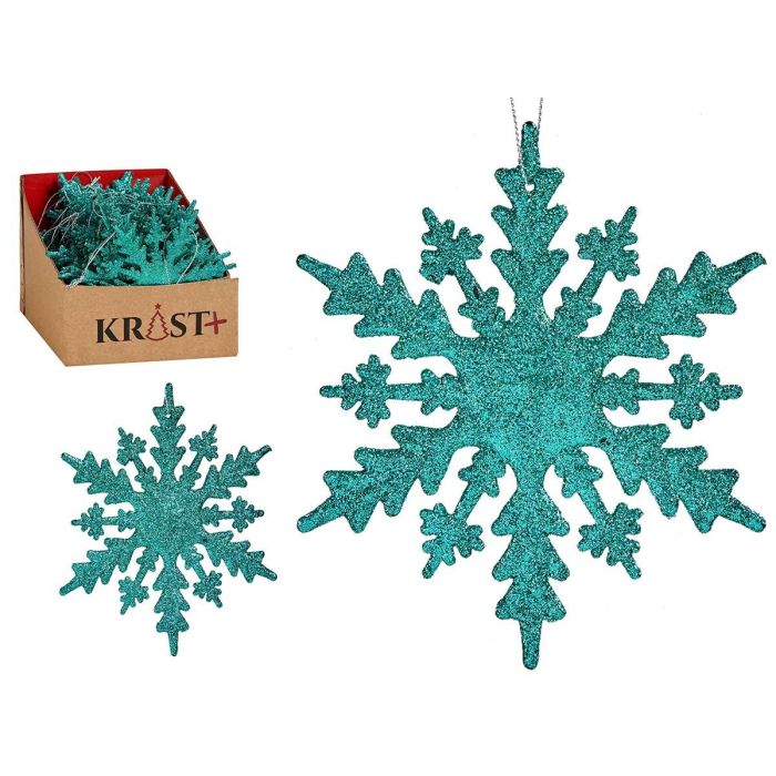 Adorno Navidad Copo Nieve Verde Menta Krist+ 15x15 cm (48 Unidades) Adorno Navidad Copo Nieve Verde Menta Krist+ 15x15 cm (48 Unidades)