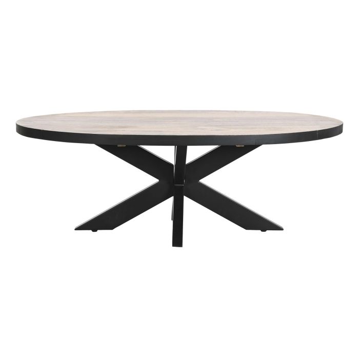 DKD Home Decor Mesa Centro Loft Natural Negro Metal Mango 70 x 45 x 130 cm 5
