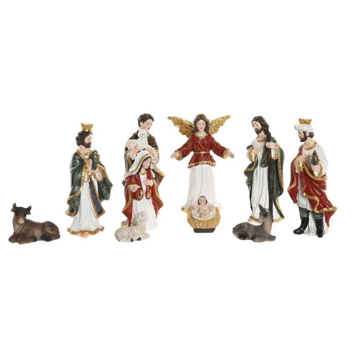 DKD Home Decor Nacimiento de Navidad Tradicional, Set de 8 Figuras Decorativas de Resina Multicolor, 4x12x5 cm