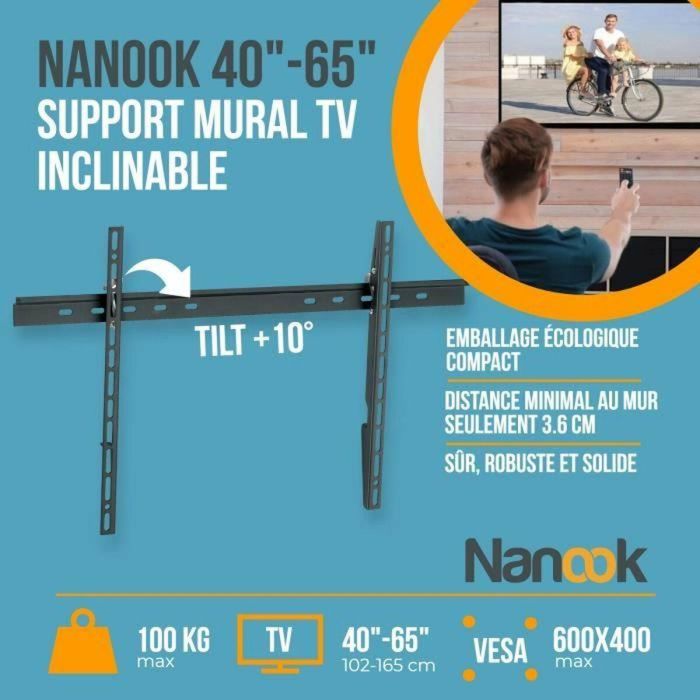 NANOOK Soporte de pared inclinable para televisores de 40 a 65 pulgadas - Solución de montaje para televisores LCD y (O)LED - Negro 5 NANOOK Soporte de pared inclinable para televisores de 40 a 65 pulgadas - Solución de montaje para televisores LCD y (O)LED - Negro 5