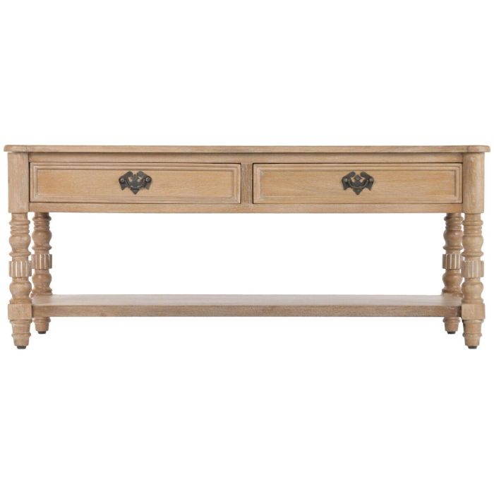 DKD Home Decor Mesa Centro Romantico Clasicjc Marron 110x60x45 cm Mango 2 Cajones 1 Estanteria 8