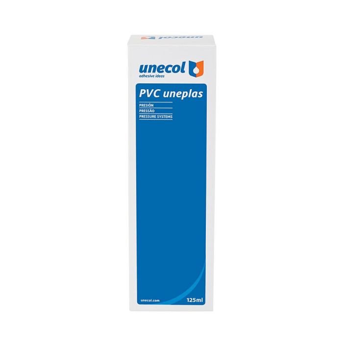 Pvc uneplas, tubo aluminio 125 ml estuche + dispensador a2026 unecol