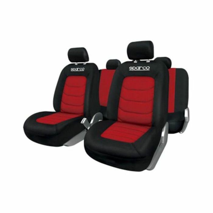 Sparco SPC1019RS Juego de Fundas para Asientos de Coche Universales S-Line Lavables Poliéster Resistente Color Rojo y Negro 2 Sparco SPC1019RS Juego de Fundas para Asientos de Coche Universales S-Line Lavables Poliéster Resistente Color Rojo y Negro 2