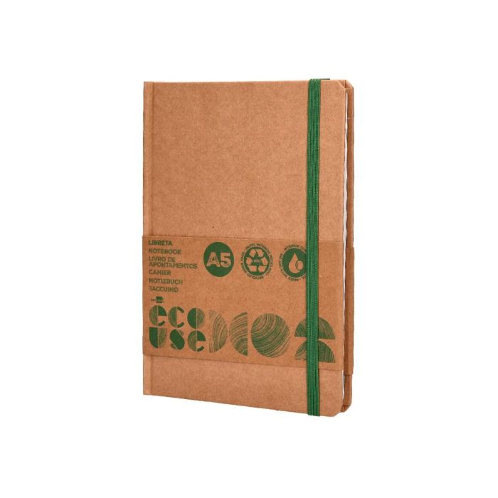 Libreta Liderpapel Ecouse 100% Reciclada A5 96 Hojas 70 gr-M2 Horizontal Con Gomilla Y Marca Paginas 3