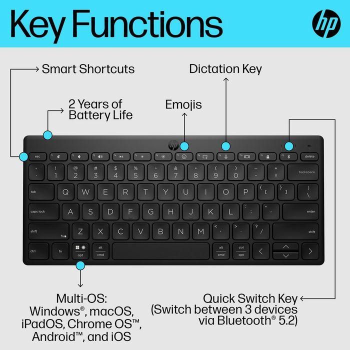 HP 350 Compact Multi-Device Bluetooth Keyboard 6 HP 350 Compact Multi-Device Bluetooth Keyboard 6
