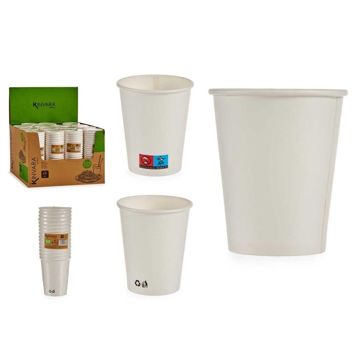 Set 15 Vasos Biodegradables Kinvara 240 ml - Blanco, 7.4x15.5x7.4 cm (64 Unidades) Set 15 Vasos Biodegradables Kinvara 240 ml - Blanco, 7.4x15.5x7.4 cm (64 Unidades)