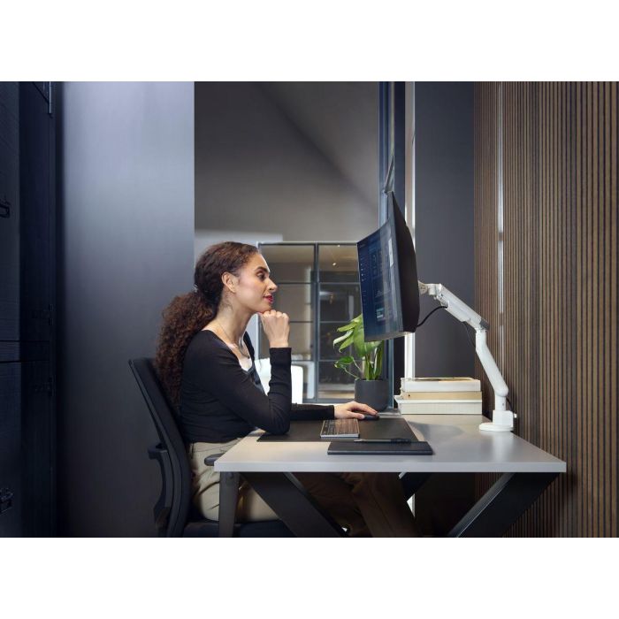Soporte dinámico para monitor - UNO PARA TODOS - VESA 100 - Brazo simple - 13 y 32" - 8 kg máx. - Altura ajustable - Blanco 1 Soporte dinámico para monitor - UNO PARA TODOS - VESA 100 - Brazo simple - 13 y 32" - 8 kg máx. - Altura ajustable - Blanco 1