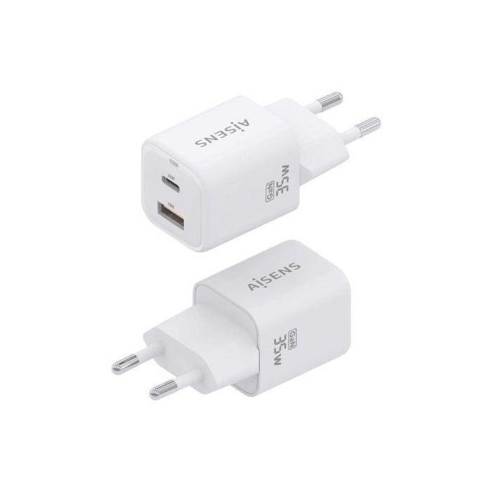 Cargador de Pared GaN Aisens ASCH-35W2P024-W/ 1xUSB Tipo-C/ 1xUSB/ 35W 1 Cargador de Pared GaN Aisens ASCH-35W2P024-W/ 1xUSB Tipo-C/ 1xUSB/ 35W 1