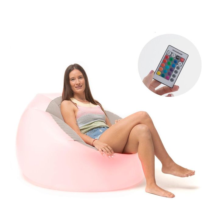Sillón Hinchable con LED Multicolor y Mando Chight InnovaGoods 4 Sillón Hinchable con LED Multicolor y Mando Chight InnovaGoods 4