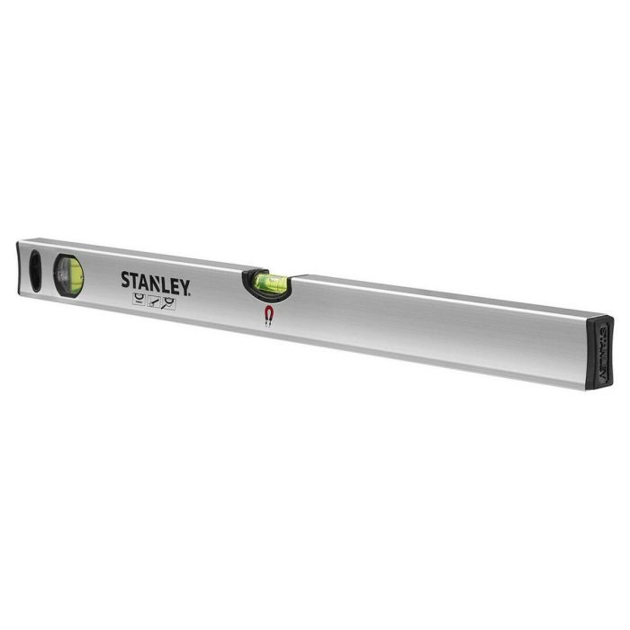 Stanley Nivel Magnético Tubular Classic 60cm Aluminio Resistente, Cantos Engomados, Burbuja Magnificada, Precisión +/- 0.5mm/m