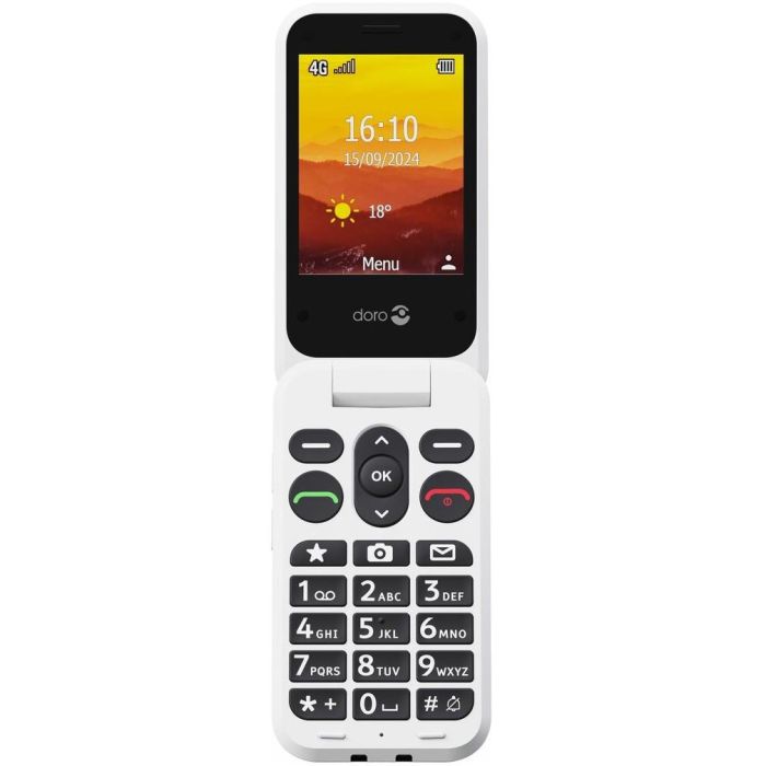 Doro L30 Teléfono Móvil Concha 4G con Pantalla 2.8" y Cámara 2MP, SIM Única, Batería 1150 mAh, Rojo/Blanco