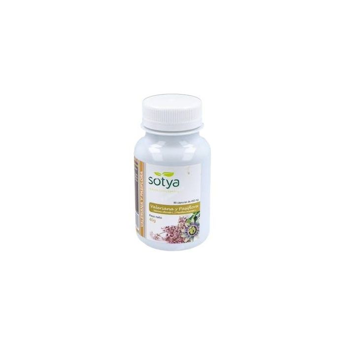 SOTYA Valeriana y Pasiflora 450mg, 90 Cápsulas. Extracto de raíz de valeriana y flor de pasiflora con propiedades relajantes.