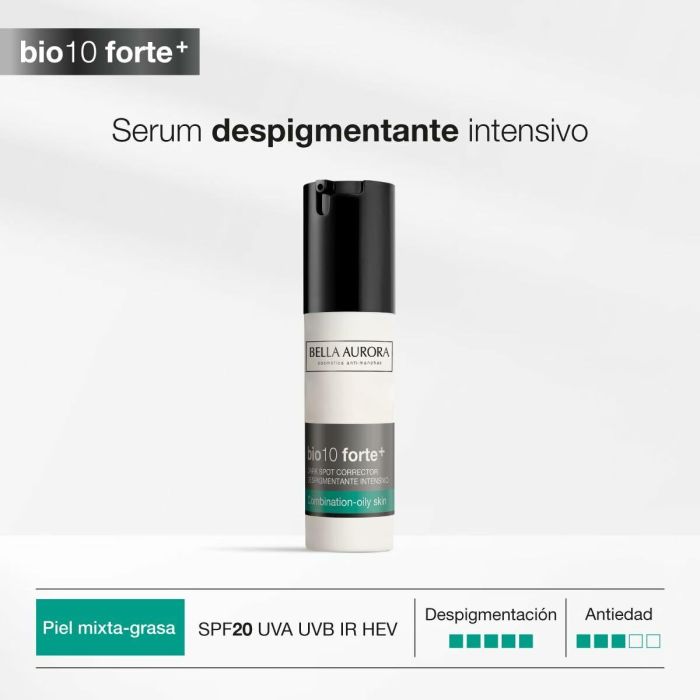 Bella Aurora BIO10 FORTE+ serum despigmentante para piel mixta-grasa 30 ml. Reduce manchas y poros, matificante 4 Bella Aurora BIO10 FORTE+ serum despigmentante para piel mixta-grasa 30 ml. Reduce manchas y poros, matificante 4