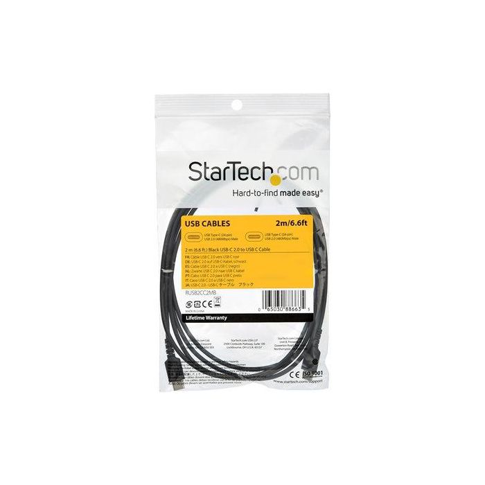 StarTech Cable USB-C a USB-C 2m (RUSB2AC2MB) para Carga Rápida 60W, DisplayPort Alt Mode, Blindaje Doble, TPE y Aramida StarTech Cable USB-C a USB-C 2m (RUSB2AC2MB) para Carga Rápida 60W, DisplayPort Alt Mode, Blindaje Doble, TPE y Aramida