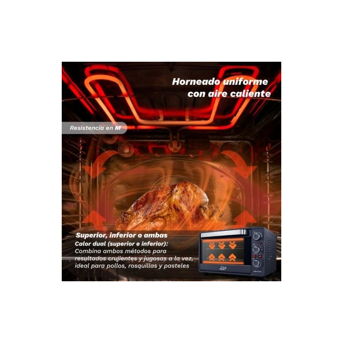 Horno de Sobremesa Grunkel HR-28COOK/ 1600W/ Capacidad 28L 2 Horno de Sobremesa Grunkel HR-28COOK/ 1600W/ Capacidad 28L 2