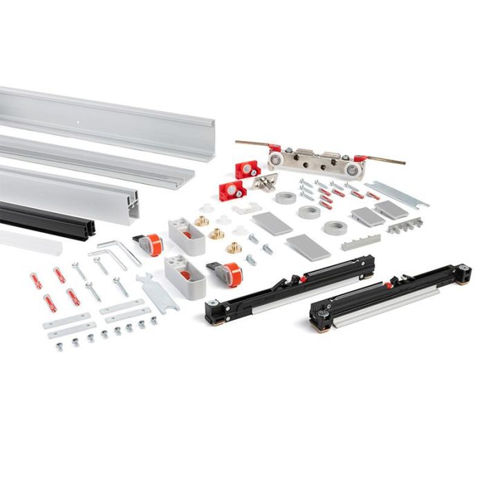 Terno Magic2 Vetro Kit Deslizamiento Invisible para Puertas de Cristal 8mm Espesor, Largo 1100, Amortiguador y Ajuste Micrométrico 1