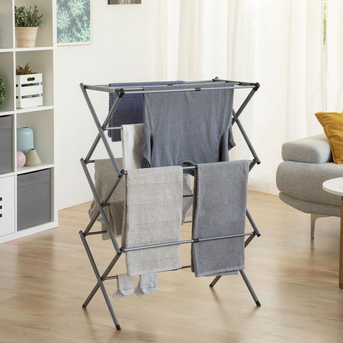 Tendedero Metálico Plegable y Extensible con 3 Alturas Cloxy InnovaGoods 11 barras 10 Tendedero Metálico Plegable y Extensible con 3 Alturas Cloxy InnovaGoods 11 barras 10