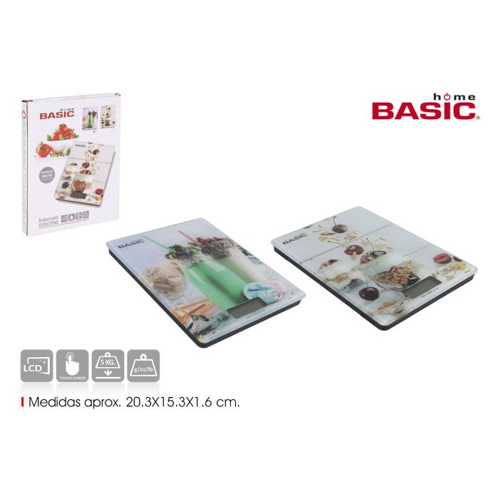Basic Home Báscula de Cocina Digital 5 kg Cuadrada Decorativa Basic 15,3 x 20,3 x 1,6 cm (8 Unidades)