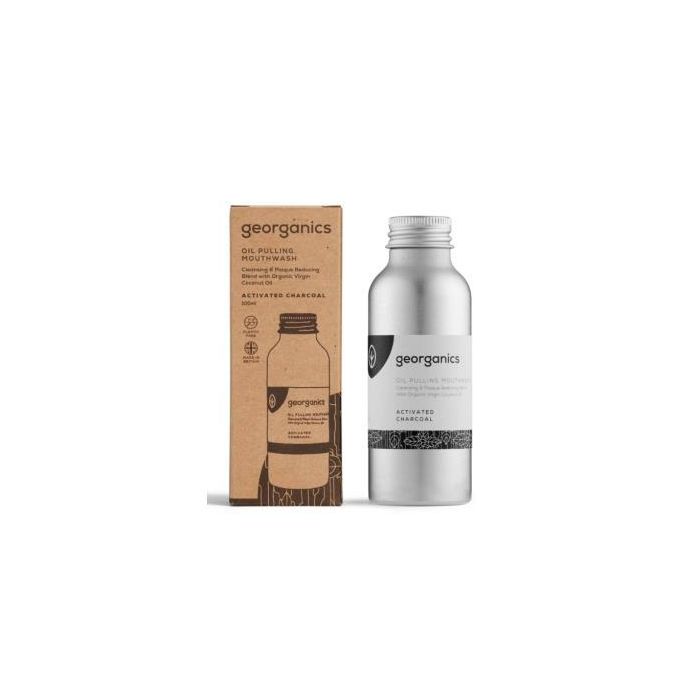 GEORGANICS Enjuague Bucal con Aceite de Coco, Carbón Activado y Menta 100ml – Orgánico, Blanqueador, Reduce Placa