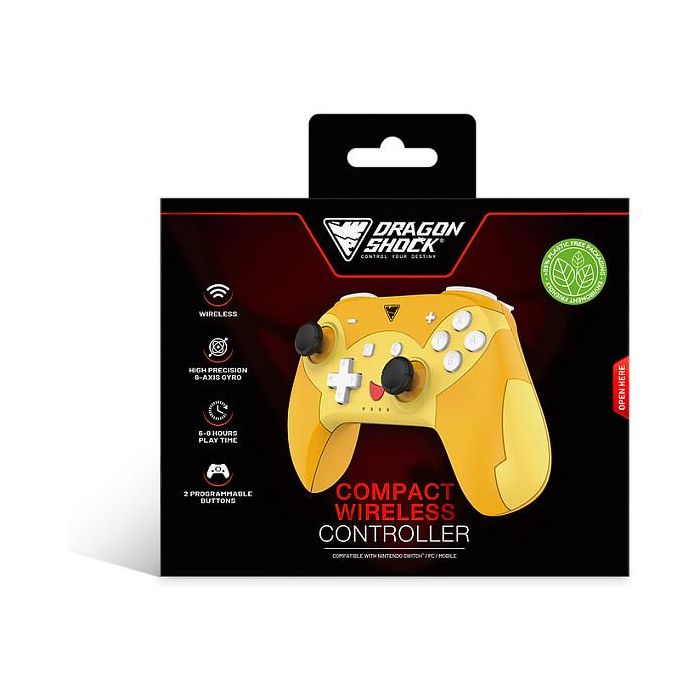 DragonShock PopTop Compact Mando Inalámbrico Gamepad para Nintendo Switch, Bluetooth, USB-C, 19 Botones, Giroscopio - Naranja/Rojo/Amarillo 3