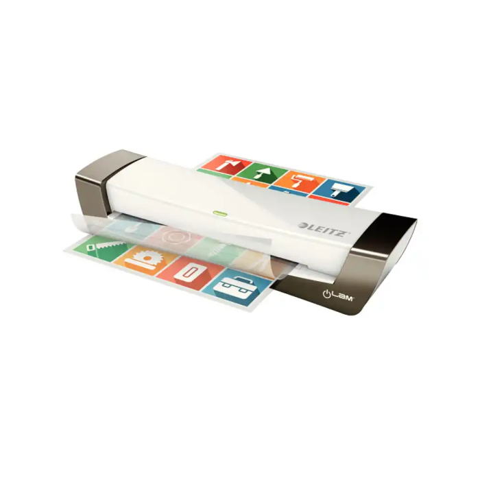 Leitz ILAM OFFICE Plastificadora DIN A4, 2 Rodillos, Hasta 125 micras, Color Blanco/Plata 1