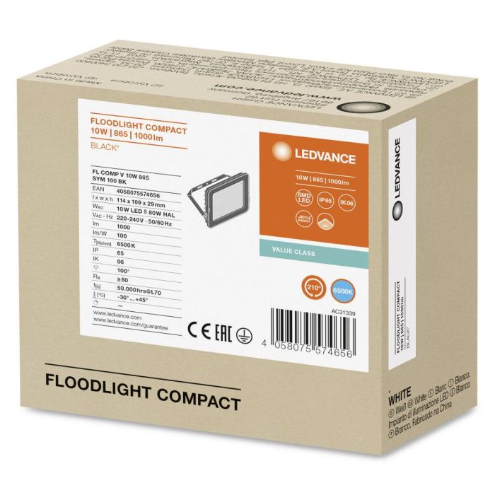 Ledvance LVE-4058075574656 Proyector LED 10W 1000Lm 6500K Luz Fría 100x100º IP65 Exterior 3 años garantía 1 Ledvance LVE-4058075574656 Proyector LED 10W 1000Lm 6500K Luz Fría 100x100º IP65 Exterior 3 años garantía 1