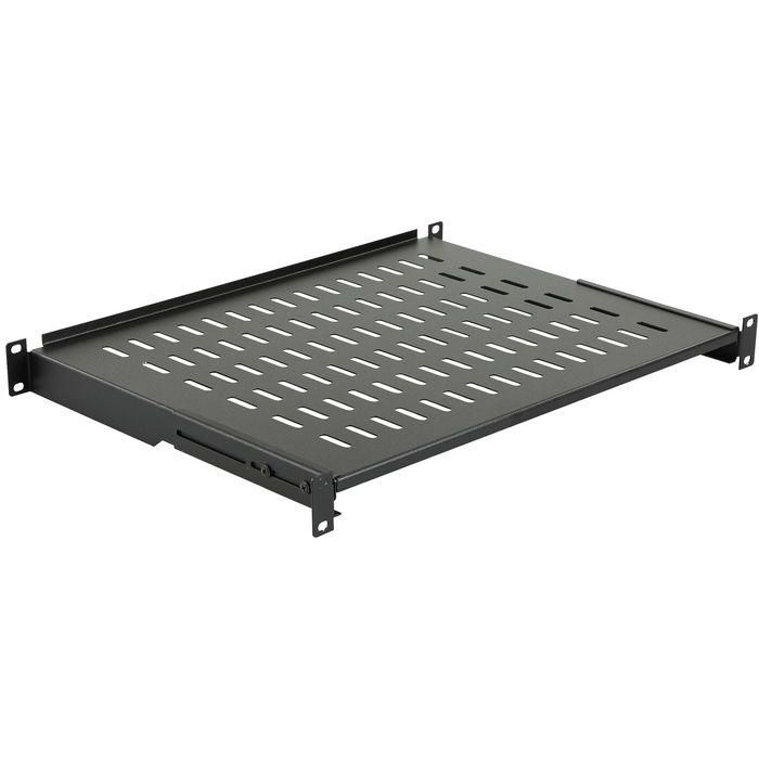 Lanview RAS400BL - Bandeja de rack 1U 19" conectada frontal y trasera, D=350mm, carga 50kg, RAL 9005