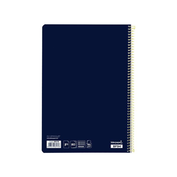 Cuaderno Espiral Liderpapel Folio Smart Tapa Blanda 80H 60 gr Cuadro 4 mm Con Margen Color Azul Oscuro 10 unidades 4